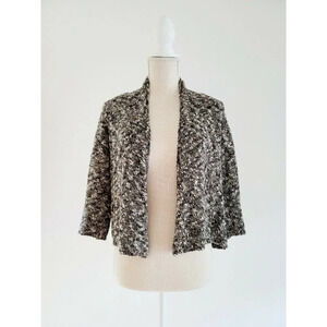 Eileen Fisher Heather Grey Multi Linen Blend Open Cardigan PM Medium Petite